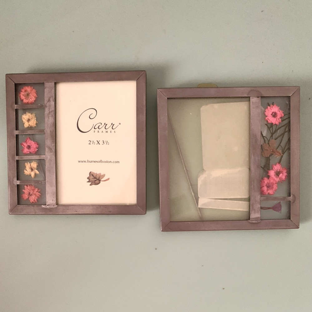 NWT CARR Vintage dried pressed flowers glass picture frame set of 2